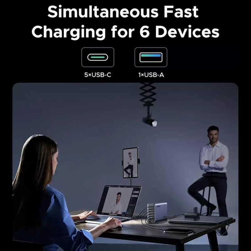 Statie incarcare GaN USB, 5x Type-C Ugreen, 500W, gri, X759