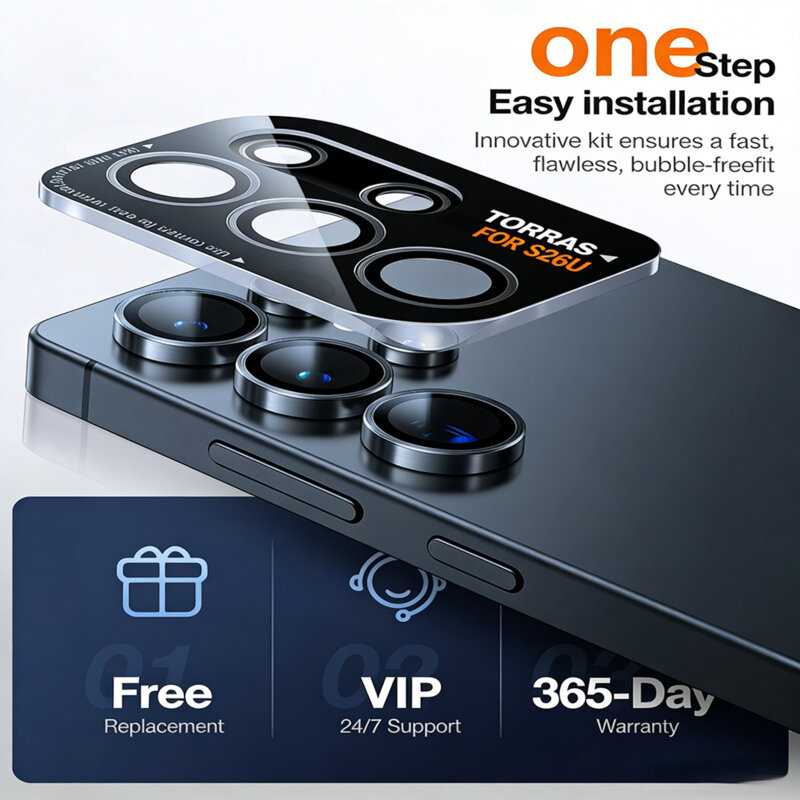 Folie camera Samsung Galaxy S26 Ultra Torras Lensguard Camera Protector, negru