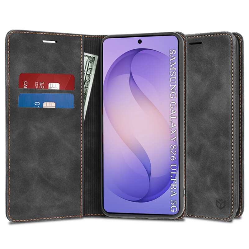 Husa piele Samsung Galaxy S26 Ultra Techsuit Confy Cover, negru