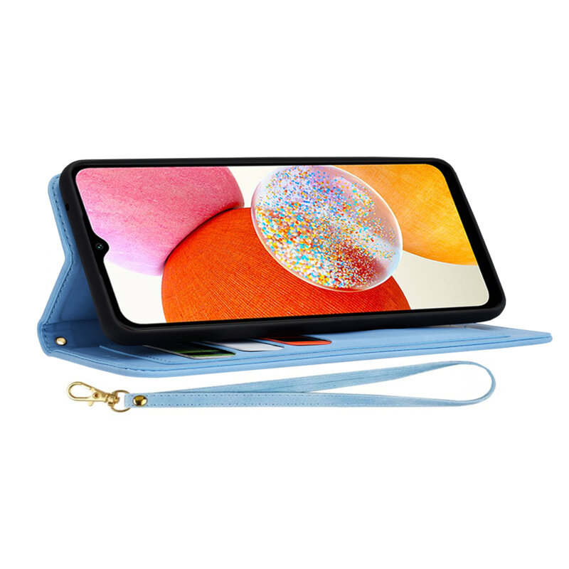 Husa personalizata fete Samsung Galaxy A14 4G Techsuit FlipCraft, bleu