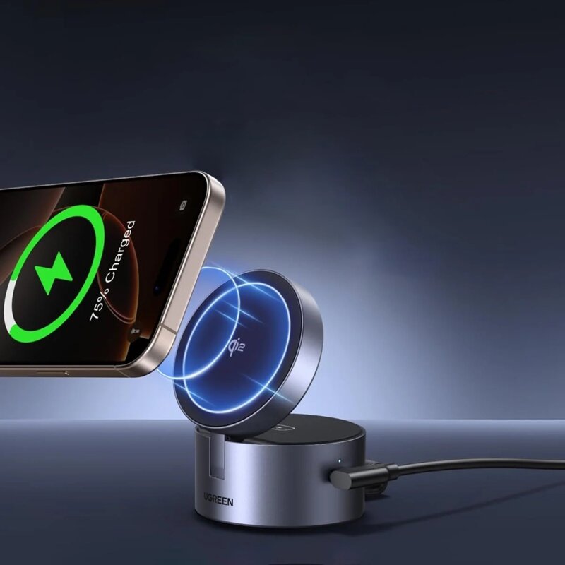 Incarcator wireless MagSafe Qi2 3in1 Ugreen, 25W, gri, 65148