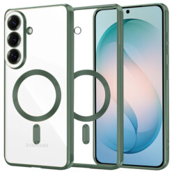 Husa premium Samsung Galaxy S26 Plus Techsuit Luxury Crystal MagSafe, verde inchis