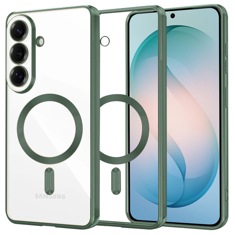 Husa premium Samsung Galaxy S26 Plus Techsuit Luxury Crystal MagSafe, verde inchis