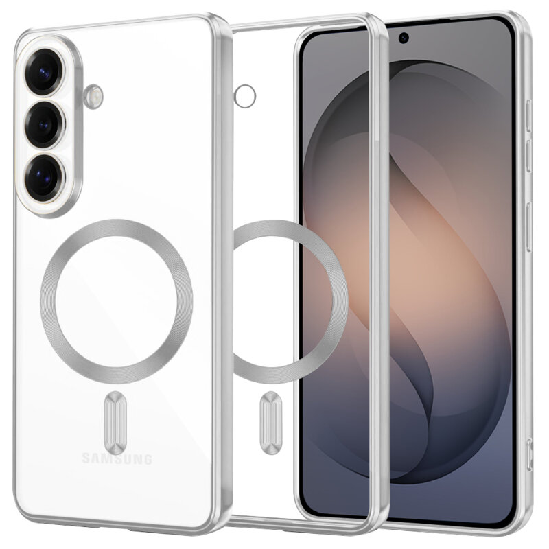 Husa premium Samsung Galaxy S26 Techsuit Luxury Crystal MagSafe, argintiu