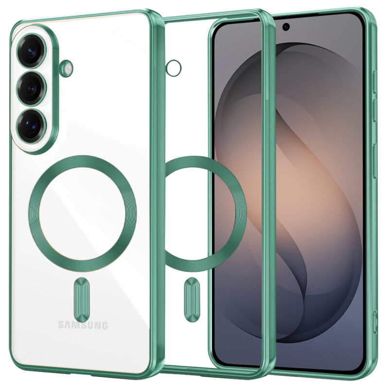 Husa premium Samsung Galaxy S26 Techsuit Luxury Crystal MagSafe, verde deschis