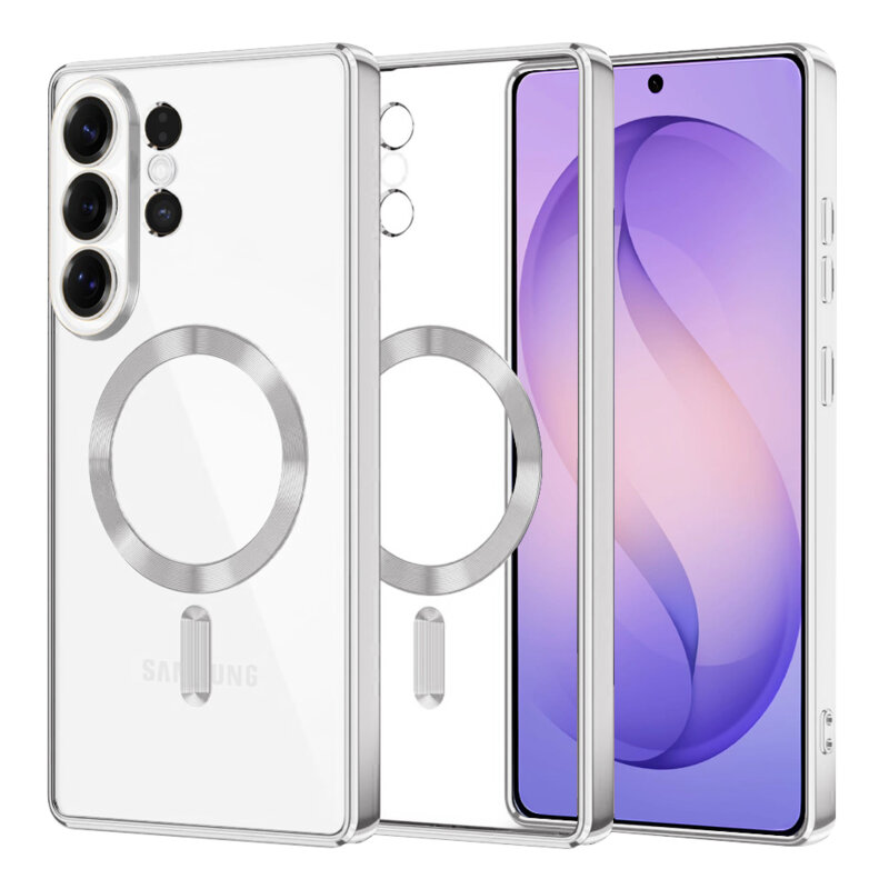 Husa premium Samsung Galaxy S26 Ultra Techsuit Luxury Crystal MagSafe, argintiu