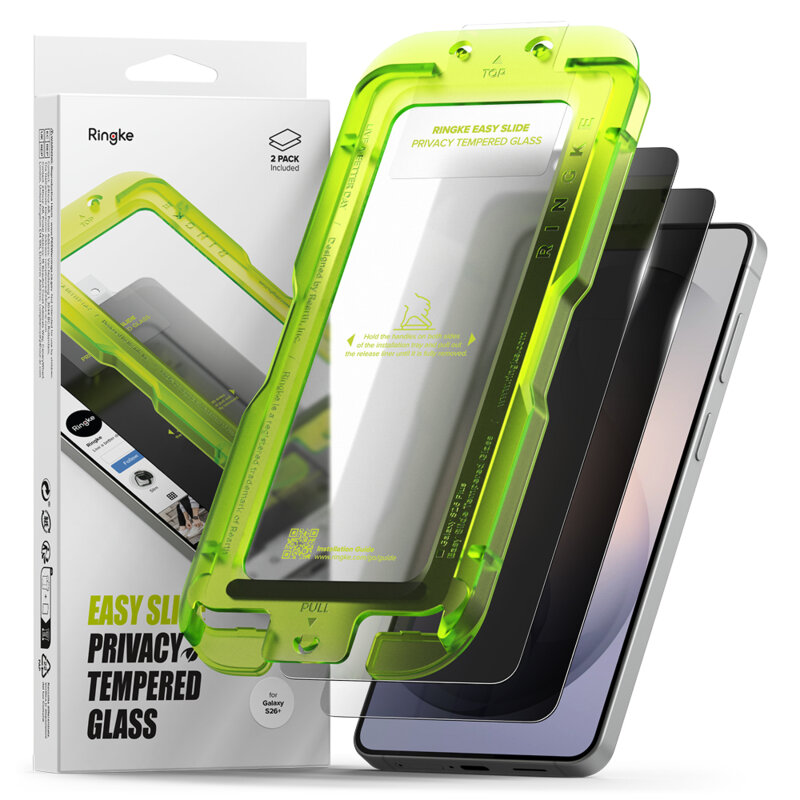 [Pachet 2x] Folie sticla Samsung Galaxy S26 Plus Ringke Easy Slide Tempered Glass, negru