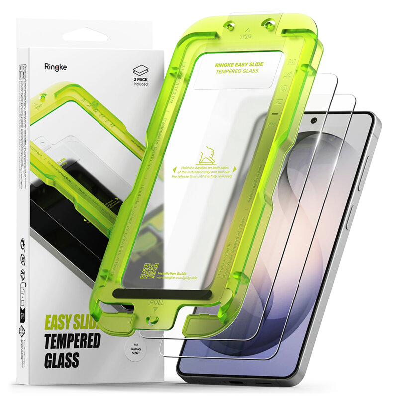 [Pachet 2x] Folie sticla Samsung Galaxy S26 Plus Ringke Easy Slide Tempered Glass, transparenta