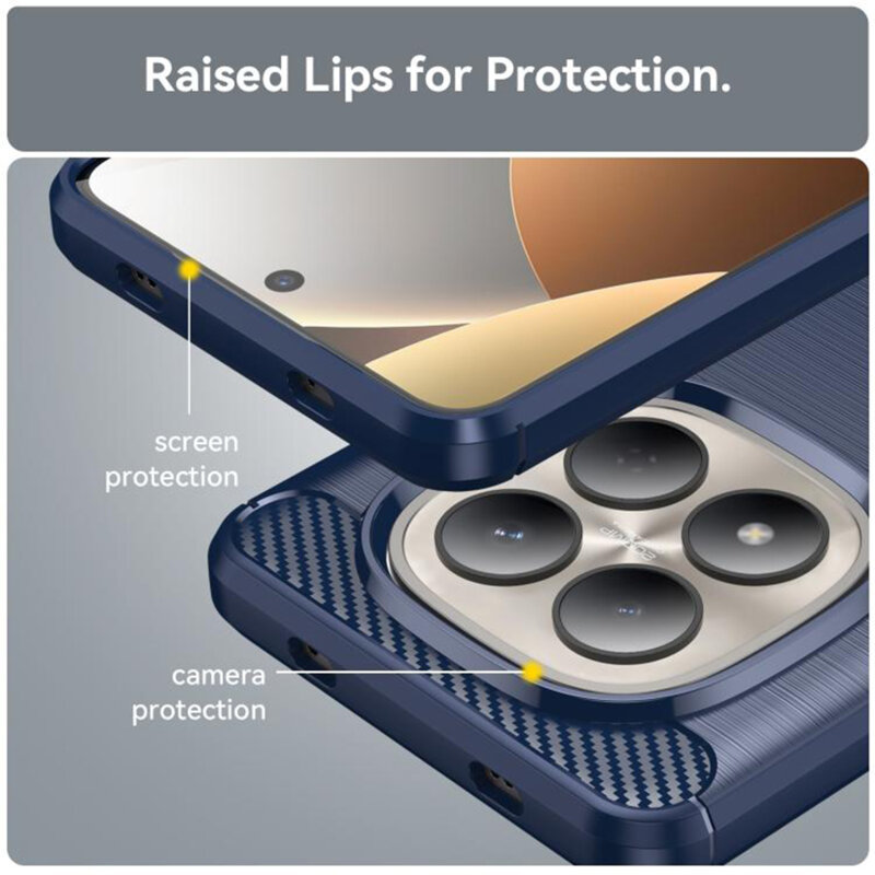 Husa Xiaomi Poco M8 Pro 5G Techsuit Carbon Silicone, albastru