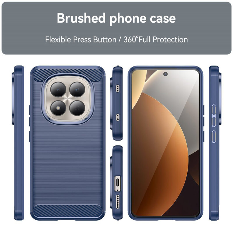 Husa Xiaomi Redmi Note 15 Pro 5G Techsuit Carbon Silicone, albastru