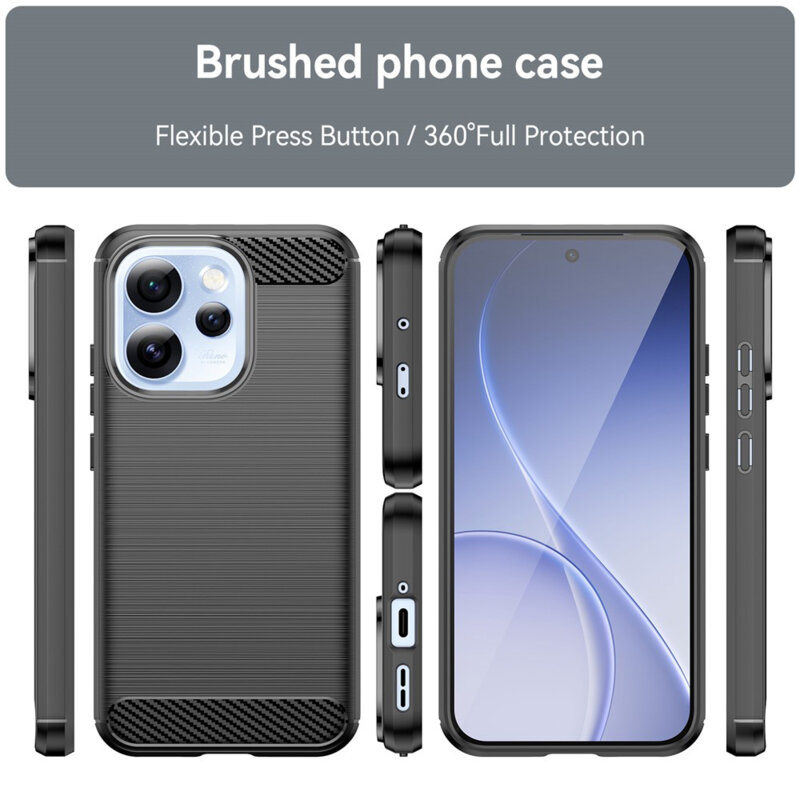 Husa Oppo Reno15 Pro Techsuit Carbon Silicone, negru