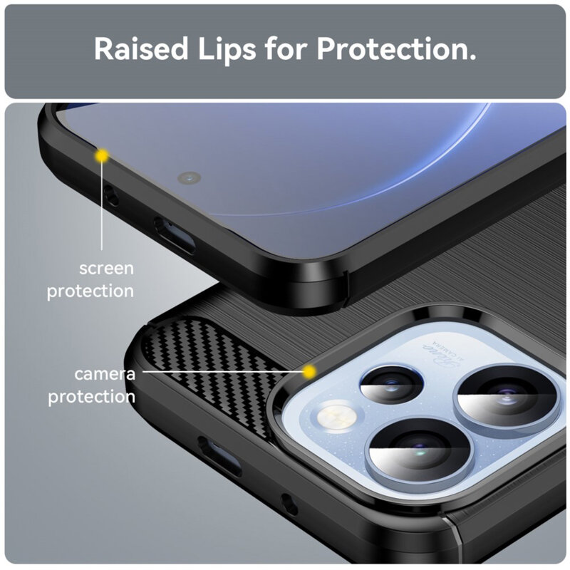 Husa Oppo Reno15 Pro Techsuit Carbon Silicone, negru