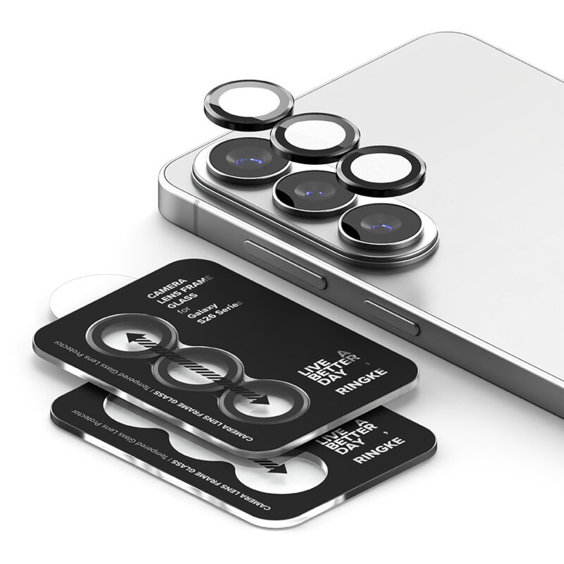 [Pachet 2x] Folie sticla camera Samsung Galaxy S26 Ringke Camera Lens Frame, negru