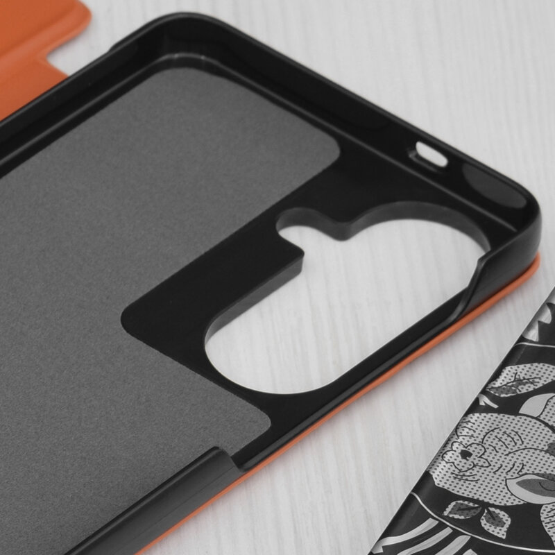 Husa Samsung Galaxy S26 Eco Leather View flip tip carte, portocaliu