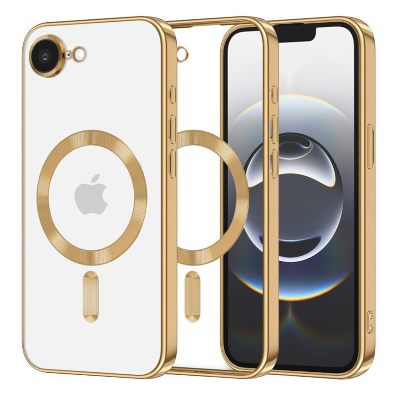 Husa premium iPhone 17e Techsuit Luxury Crystal MagSafe, auriu