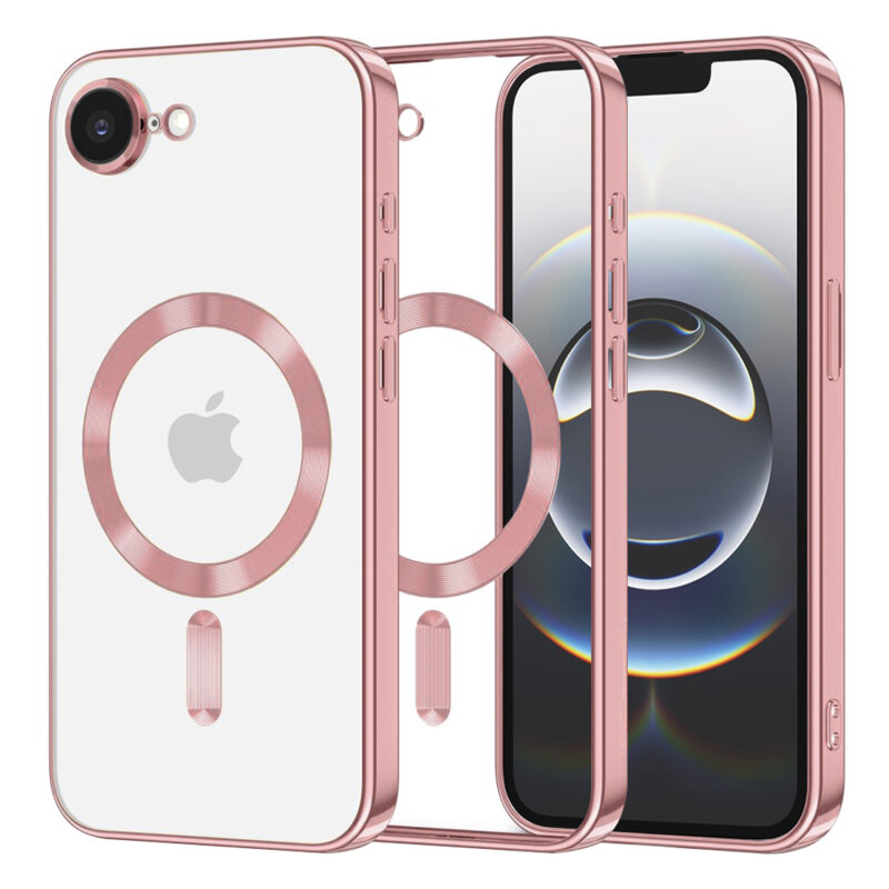 Husa premium iPhone 17e Techsuit Luxury Crystal MagSafe, roz