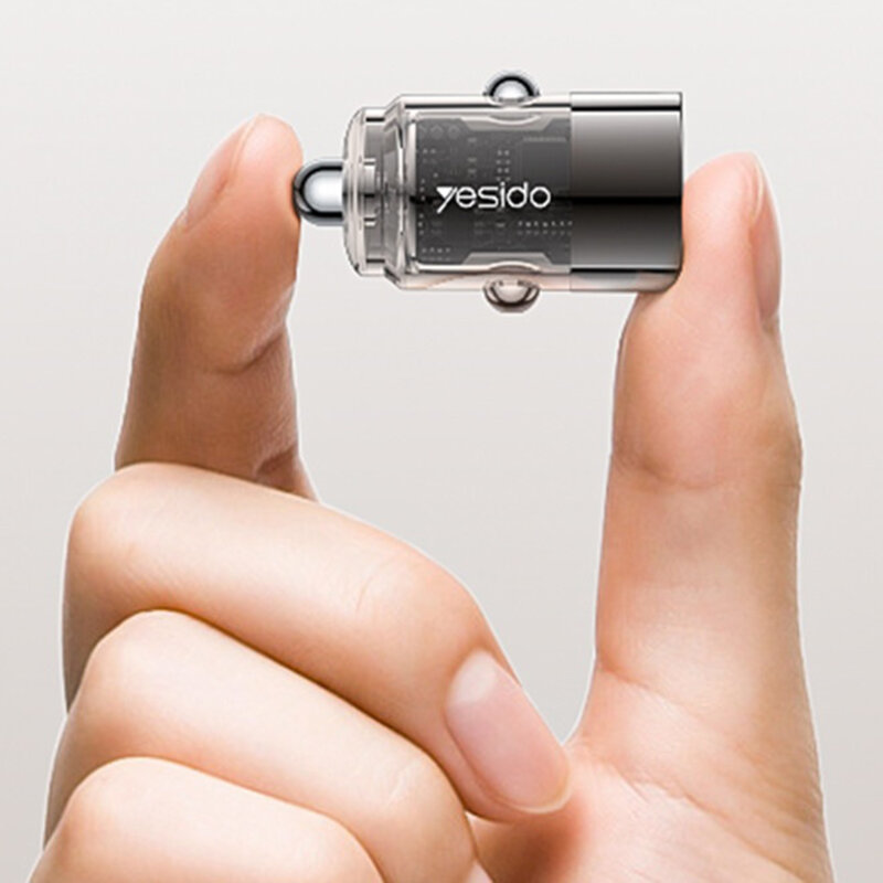Mini incarcator auto PD45W, USB-C Yesido Y67, negru