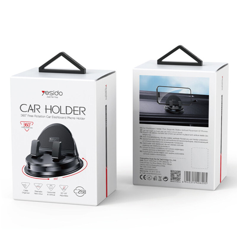Suport auto pentru telefon cu reglaj automat Yesido C268, negru