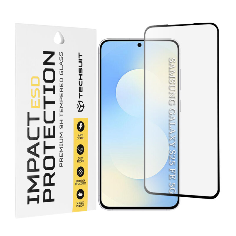 Folie sticla Samsung Galaxy S25 FE Techsuit ESD Glass, negru