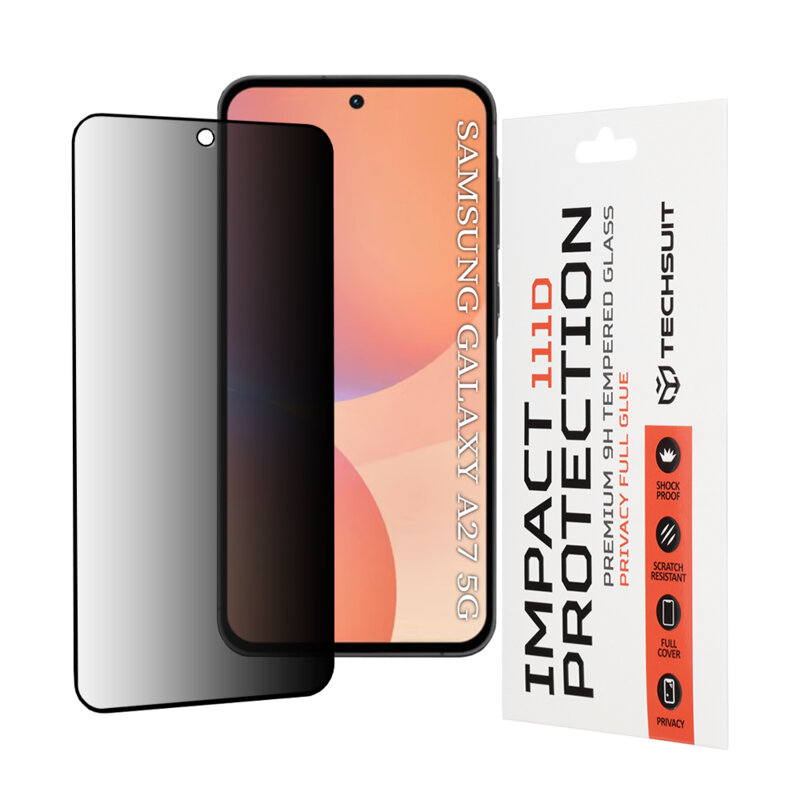 Folie sticla Samsung Galaxy A27 5G Techsuit 111D Privacy Full Glue, negru