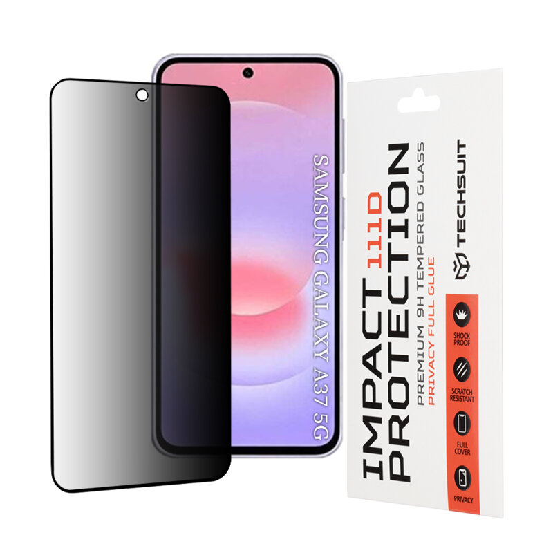 Folie sticla Samsung Galaxy A37 5G Techsuit 111D Privacy Full Glue, negru