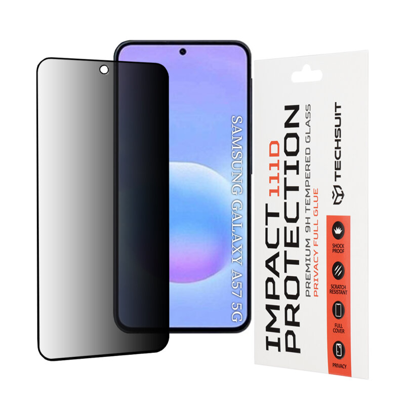 Folie sticla Samsung Galaxy A57 5G Techsuit 111D Privacy Full Glue, negru