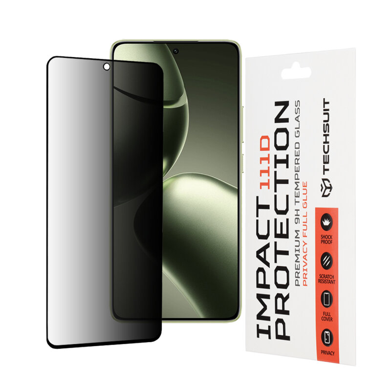 Folie sticla Xiaomi 14T Techsuit 111D Privacy Full Glue, negru