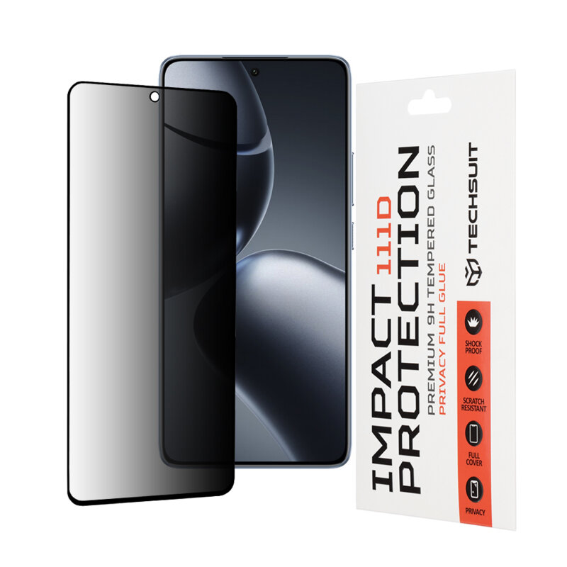 Folie sticla Xiaomi 14T Pro Techsuit 111D Privacy Full Glue, negru