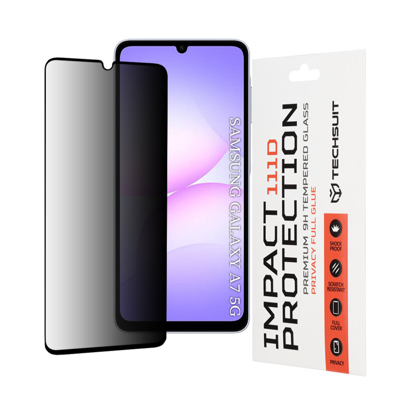 Folie sticla Samsung Galaxy A07 5G Techsuit 111D Privacy Full Glue, negru