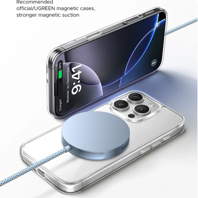 Incarcator wireless MagSafe Qi2, 25W Ugreen, bleu, 55959