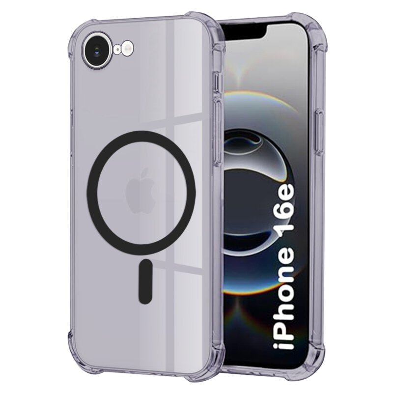 Husa iPhone 16e Techsuit Shockproof Clear Silicone MagSafe, fumuriu