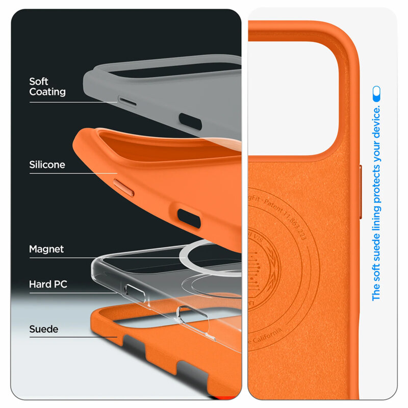 Husa iPhone 17 Pro Spigen Silicone Fit MagSafe, portocaliu
