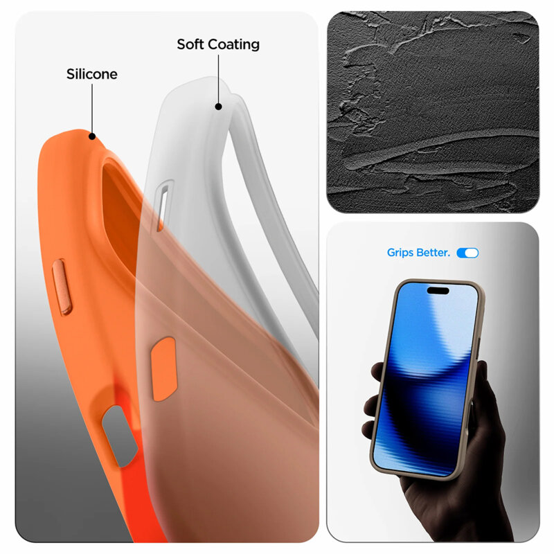 Husa iPhone 17 Pro Max Spigen Silicone Fit MagSafe, portocaliu