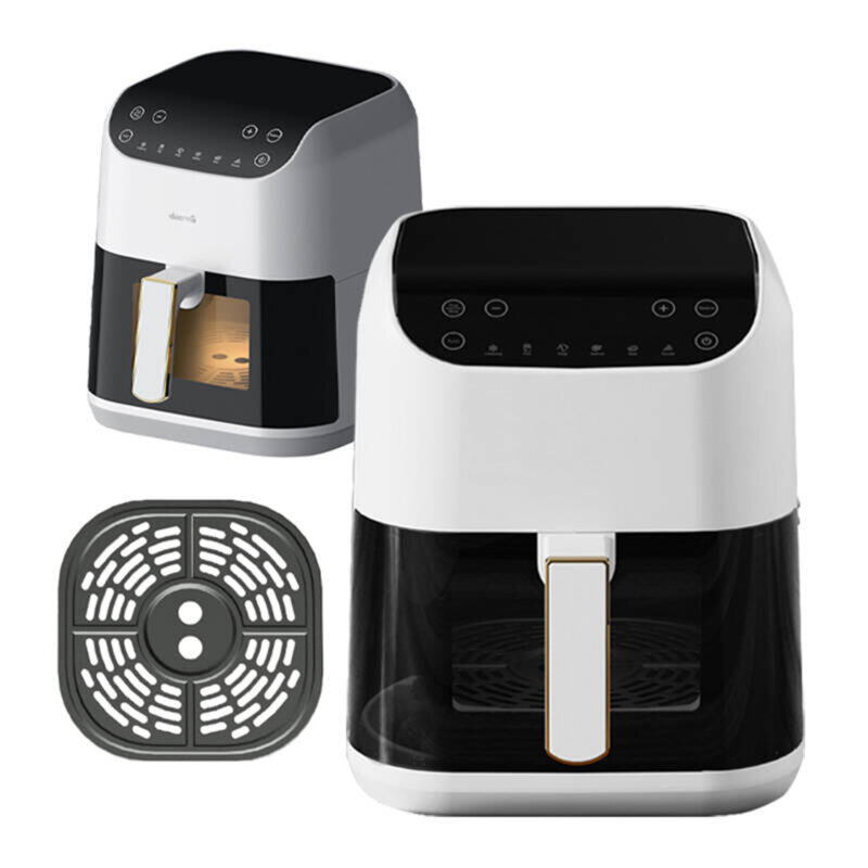 Air Fryer 5.5l, friteuza Deerma cu 6 programe, 1300W, alb, DEM-KZ130W