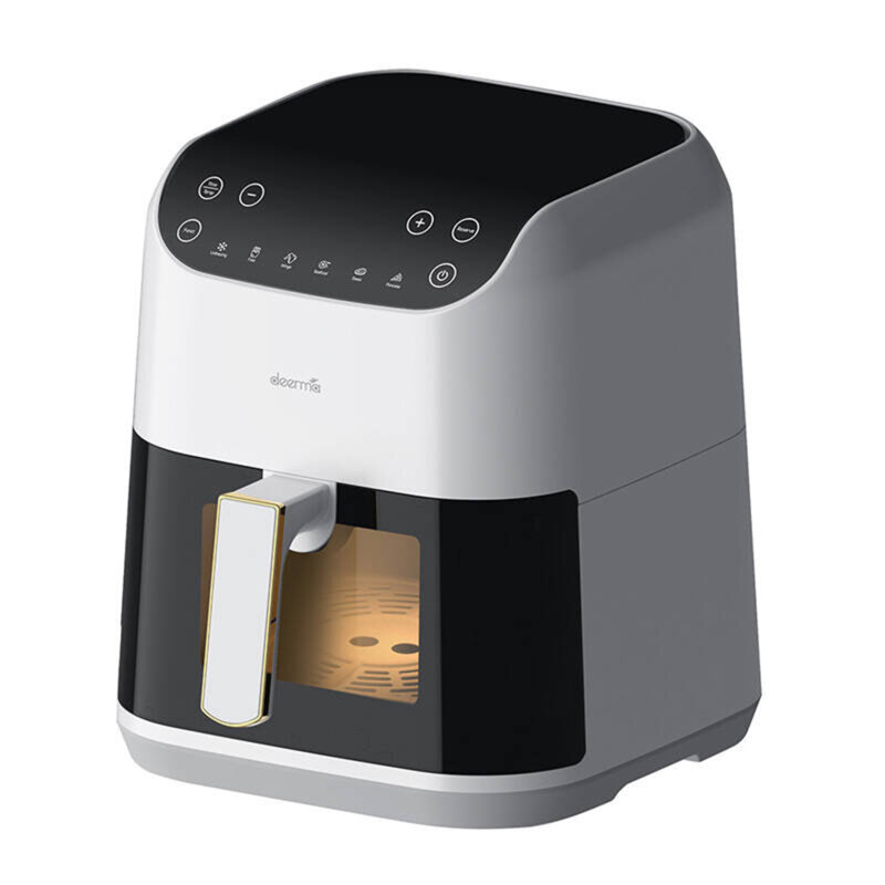 Air Fryer 5.5l, friteuza Deerma cu 6 programe, 1300W, alb, DEM-KZ130W