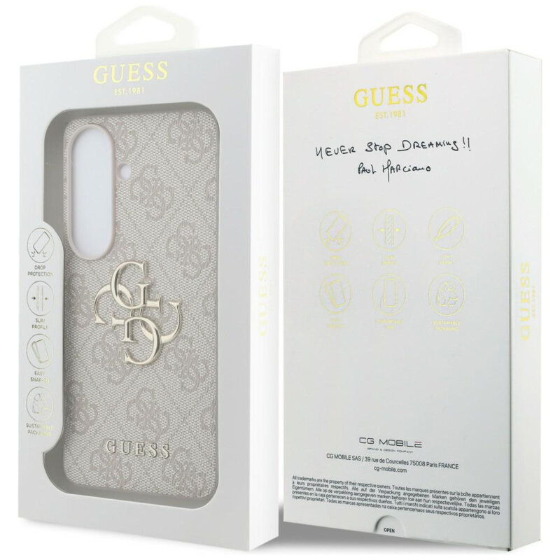 Husa originala Guess Samsung Galaxy S26 Plus Hardcase 4G Big Metal Logo, roz, GUHCS26M4GMGPI