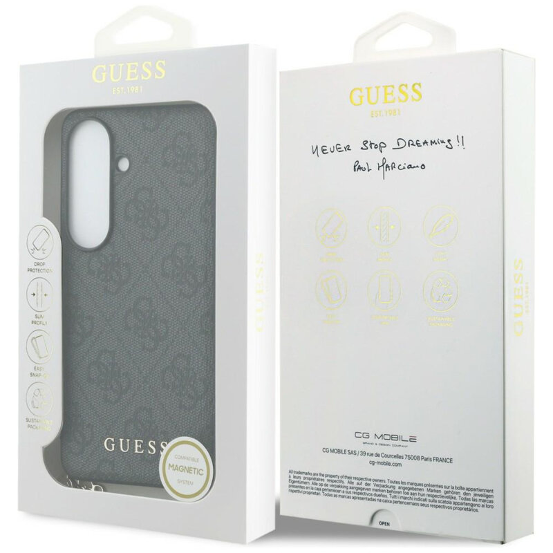 Husa originala Guess Samsung Galaxy S26 Hardcase 4G Classic Logo Charm, negru, GUHMS26SGF4GGR