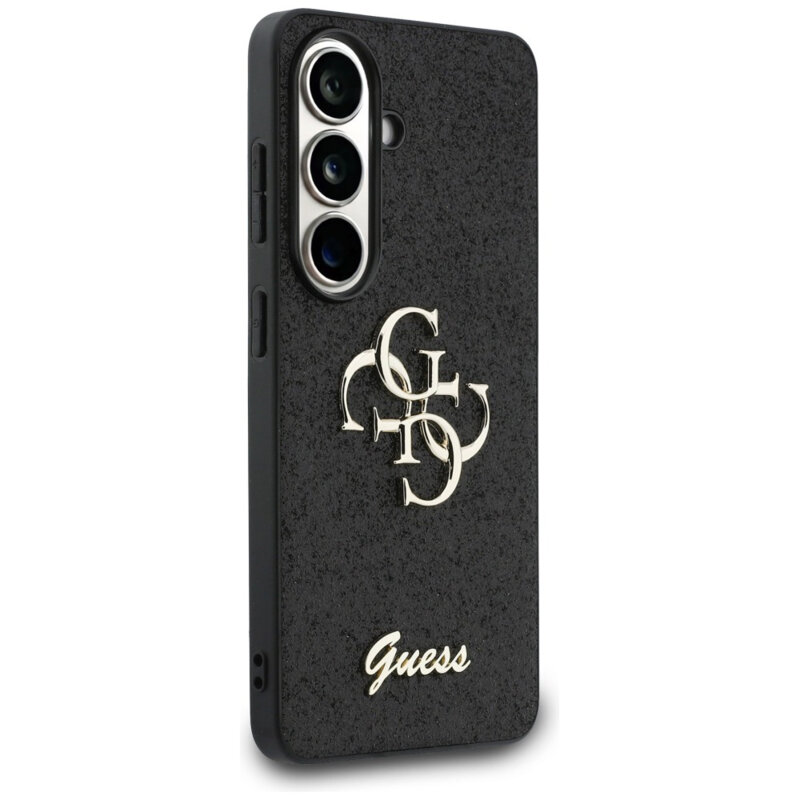 Husa Guess Fixed Glitter Big 4G Metal Logo Samsung Galaxy S26 cu sclipici, negru, GUHCS26SHG4SGK