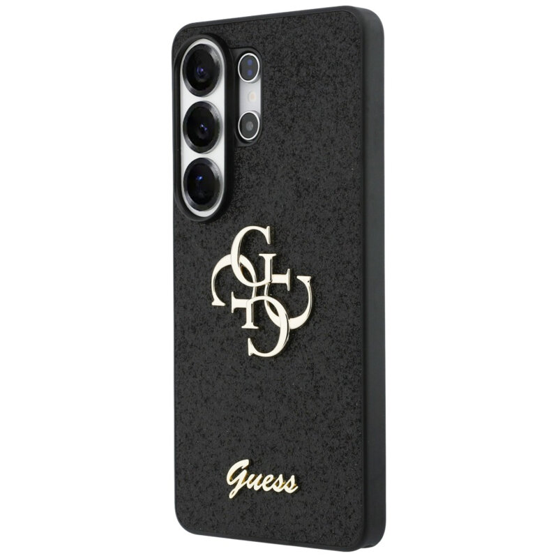 Husa Guess Fixed Glitter Big 4G Metal Logo Samsung Galaxy S26 Ultra cu sclipici, negru, GUHCS26LHG4SGK