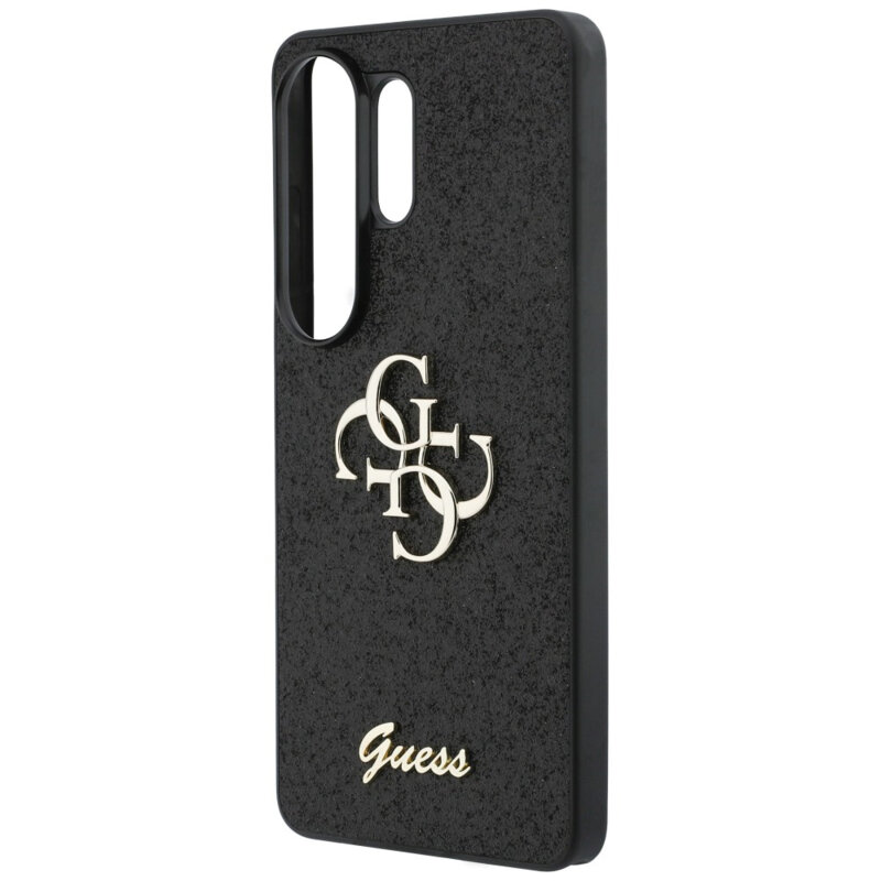 Husa Guess Fixed Glitter Big 4G Metal Logo Samsung Galaxy S26 Ultra cu sclipici, negru, GUHCS26LHG4SGK