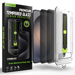 [Pachet 2x] Folie Samsung Galaxy S26, deblocare prin amprenta, Techsuit TitanGlass CrystalHD, privacy