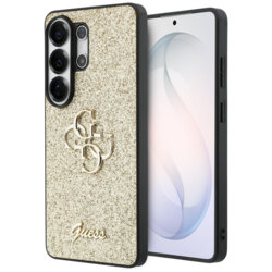 Husa Guess Fixed Glitter Big 4G Metal Logo Samsung Galaxy S26 Ultra cu sclipici, auriu, GUHCS26LHG4SGD