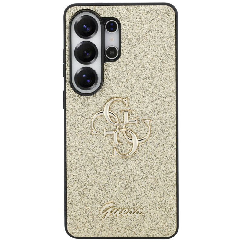 Husa Guess Fixed Glitter Big 4G Metal Logo Samsung Galaxy S26 Ultra cu sclipici, auriu, GUHCS26LHG4SGD