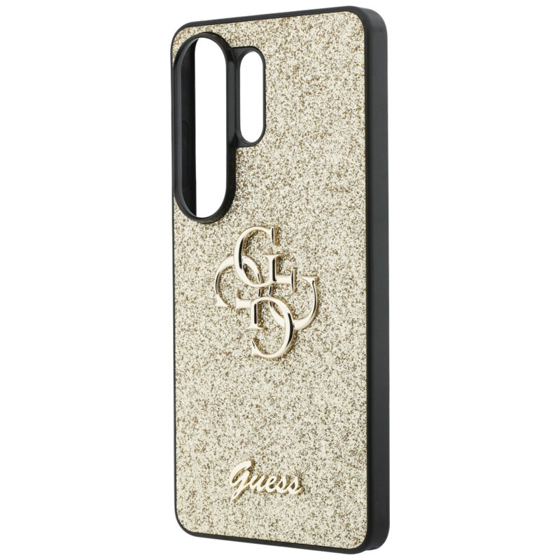 Husa Guess Fixed Glitter Big 4G Metal Logo Samsung Galaxy S26 Ultra cu sclipici, auriu, GUHCS26LHG4SGD