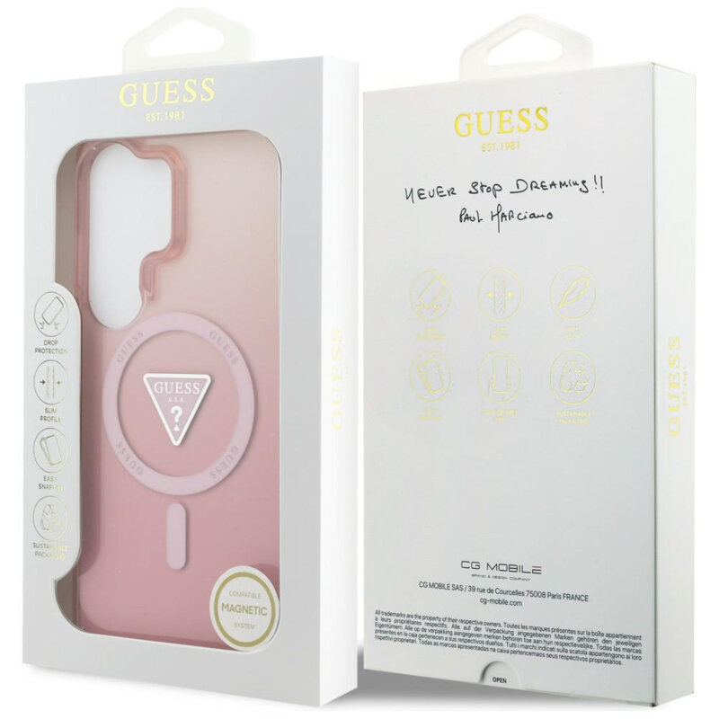 Husa Samsung Galaxy S26 Ultra originala Guess IML Gradient Triangle MagSafe, roz, GUHMS26LHGTMLCGP