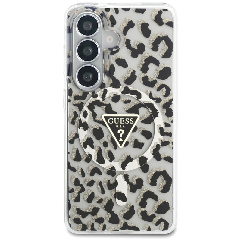 Husa Samsung Galaxy S26 originala Guess IML Leopard Print Triangle, negru, GUHMS26SHLEGTGLK