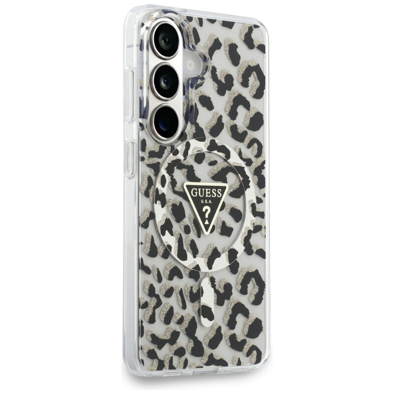 Husa Samsung Galaxy S26 originala Guess IML Leopard Print Triangle, negru, GUHMS26SHLEGTGLK