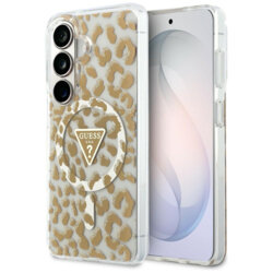 Husa Samsung Galaxy S26 originala Guess IML Leopard Print Triangle, maro, GUHMS26SHLEGTGLW