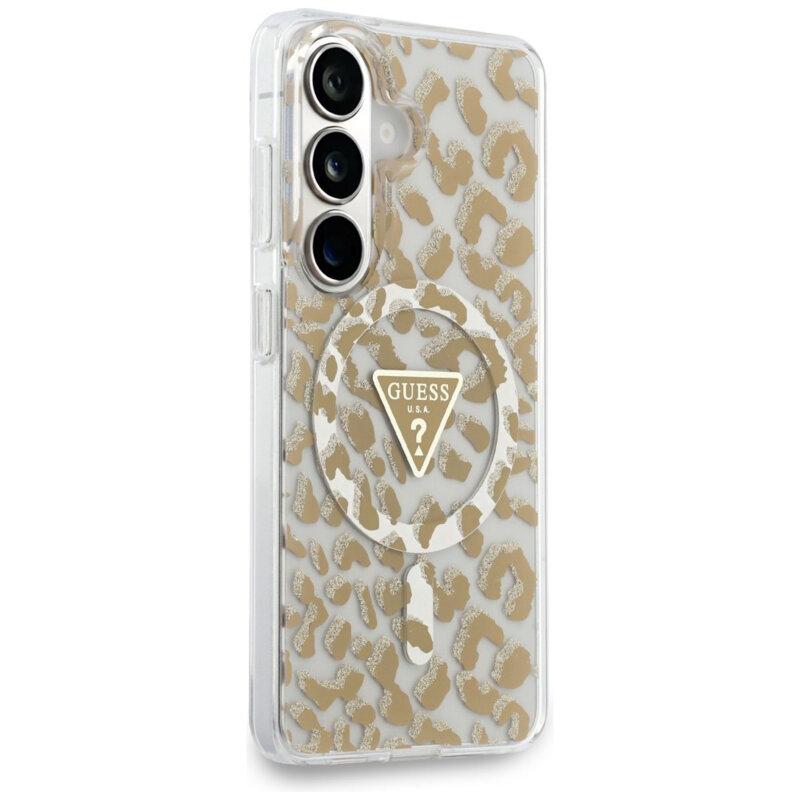 Husa Samsung Galaxy S26 originala Guess IML Leopard Print Triangle, maro, GUHMS26SHLEGTGLW