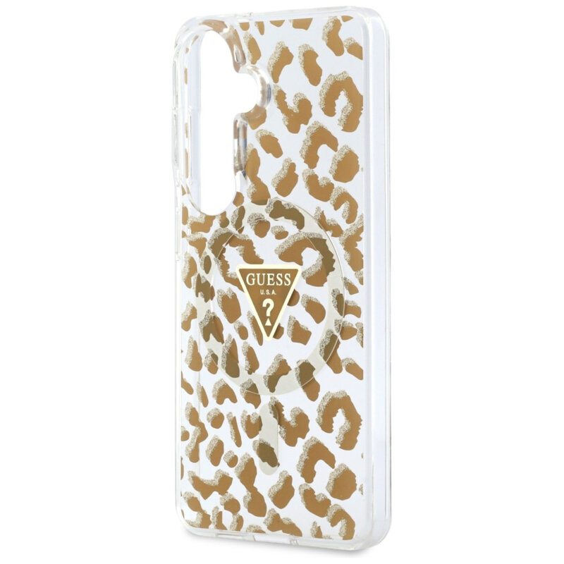 Husa Samsung Galaxy S26 originala Guess IML Leopard Print Triangle, maro, GUHMS26SHLEGTGLW